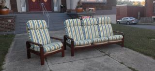 70s Dyrlund 8405 Rosewood Mid Century Modern Sofa And Chair.