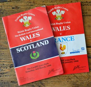 2 X Vintage 1990 Welsh Rugby Union Official Programmes Wales V France & Scotland