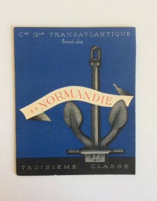 Vintage French Line Normandie 3rd Class Brochure