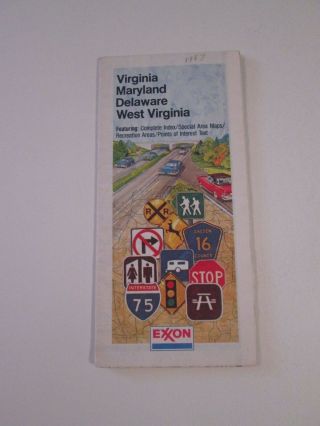 Vintage 1986 Exxon Virginia Maryland Delaware West Virginia Travel Road Map
