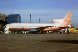 35mm Colour Slide Of Court Line L - 1011 Tristar G - Baab At Luton In 1973