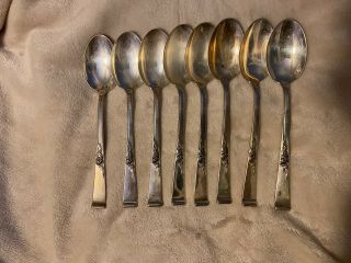 Pretty Set Of 8 Reed & Barton Classic Rose Pattern Sterling Silver 6 " Teaspoons
