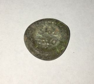 Roman Or Byzantine Glass Tax Seal Weight Stamp,  5/8” Ancient Rome,  Islamic?