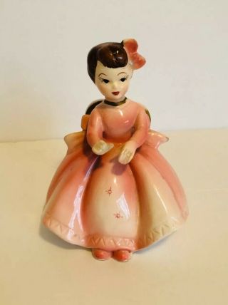 Vintage J L Co.  Japan Girl In Heart Chair Pink Dress Figurine Adorable