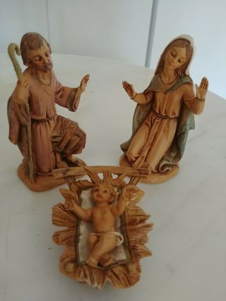 Vintage Fontanini Nativity Holy Family Jesus Mary Joseph Figurines Italy 4 1/2 "
