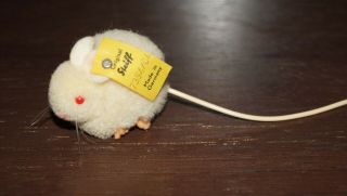 Vintage Steiff Mohair Mice Mouse With Button & Tag Miniature So Cute Red Eyes