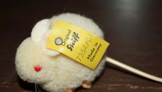 Vintage Steiff Mohair Mice Mouse With Button & Tag Miniature So Cute Red Eyes 2