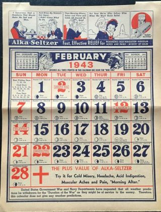 Vintage 1943 WW II War Time Miles Drugstore Weather Calendar - Envelope 3