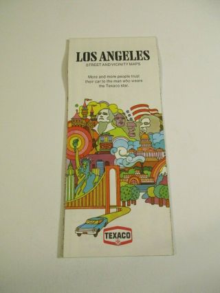 Vintage 1974 Texaco Los Angeles California Gas Station City Street Road Map Boxl
