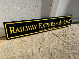 " Railway Express Agency " Embossed Metal Sign (31.  5 " X 6 ")
