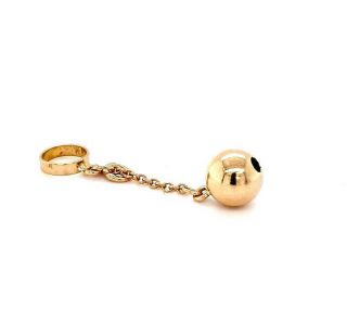 Vintage 14k Yellow Gold Antique Charm Pendant Ball And Chain 22899