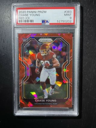 2020 Panini Prizm Chase Young Red Cracked Ice Rc Psa 9 Pop 2 1$ Start