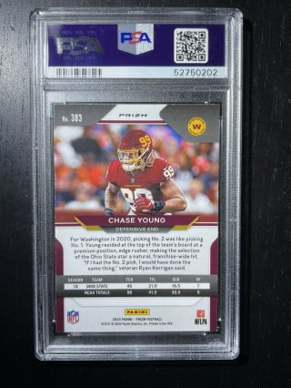 2020 Panini Prizm Chase Young Red Cracked Ice RC PSA 9 POP 2 1$ Start 2