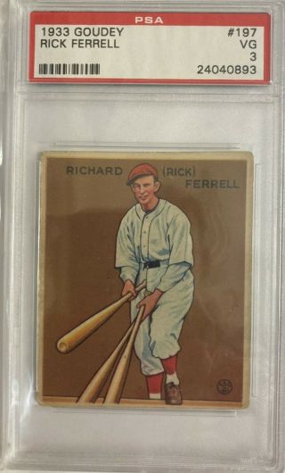 1933 Goudey 197 - Rick Ferrell - Psa 3 Vg - Boston Red Sox