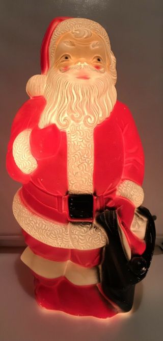 Vintage 1968 Lighted Empire Blow Mold Plastic Christmas Santa Claus 13” Tall