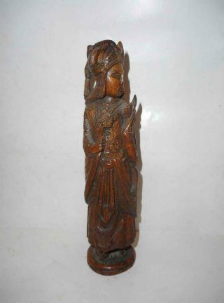 Antique India Top High Aged Rich Carved Indopersian Wood Warrior Figure