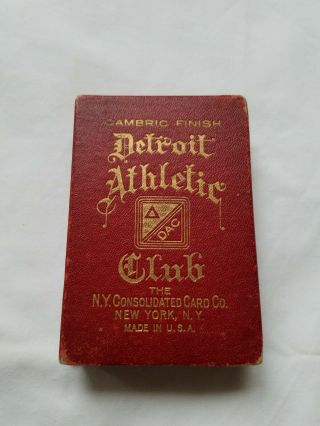 Vintage Antique Detroit Athletic Club Playing Cards N.  Y.  Consolidated Card Co.