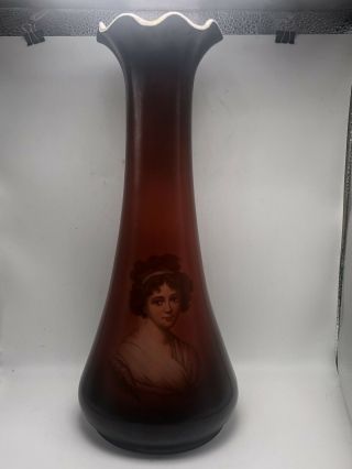 Antique Warwick Ioga Victorian Lady Portrait Vase Porcelain Brown 15”