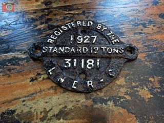 Railway Wagon Plate,  Lner - C,  31181,  1927.  Cast Iron,  12 Tons, .