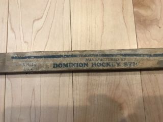 Antique Dominion Hockey Stick Company One Piece Hockey Stick With Paper Label