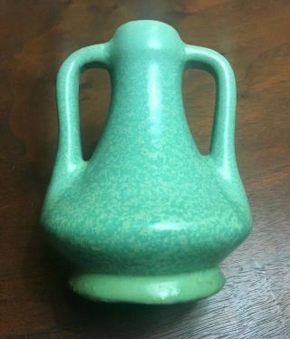 Vtg Red Wing? Rumrill? Art Pottery Vase Double Handles Matte Green Arts Crafts
