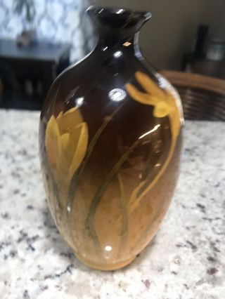 Rookwood Standard Antique Glaze Vase With Yellow Irises Needs Repaired