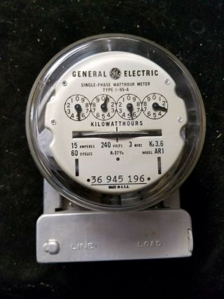 Vintage General Electric Single Phase Watthour Meter Type I - 55 - A 36945196