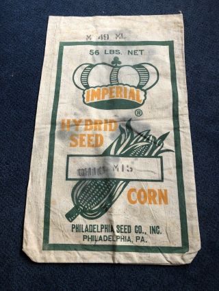 Vintage Imperial Hybrid Seed Corn Sack Bag Cloth Pa
