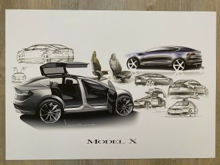 Tesla Model X Sketch Design Art Reservation Gift - Elon Musk - Rare -