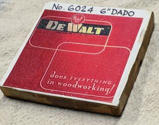 Vintage Dewalt 6 " Dado Set 5/8 " Arbor P/n 6024 With 5 Chippers W/ Box