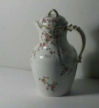 Antique 1891 C F Haviland Limoges French Porcelain Pink Floral Chocolate Pot 2