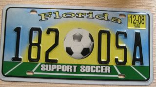 2008 Florida Graphic License Plate,  Support Soccer.