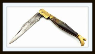 Antique Spanish French Or Italian " Navaja " Folding Knife Maker Marked Blade