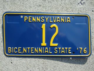 Pennsylvania 1971 2 - Digit License Plate Very Low Number 12 -