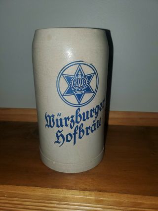 Vintage German Wurzburger Stoneware Beer Stein Mug 1 Liter