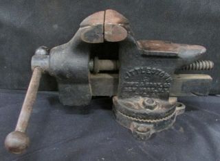 Vintage Littlestown No.  25 Bench Vise 3 1/2” Jaws Swivel Base With Anvil