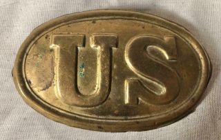 Antique Civil War Era Brass Union Army " Usa " Belt Buckle Reenactor