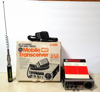 Vintage 1976 Ge 3 - 5811 40 Channel Cb Transceiver 2 Way Radio W/ Sentry Antenna
