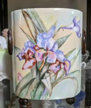 Antique French Limoges Wg & Co William Guerin Hand Painted Cache Jardiniere Vase