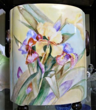 Antique French Limoges WG & Co William Guerin Hand Painted Cache Jardiniere Vase 2