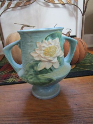 Vintage Roseville Pottery Water Lilly 8 " Vase Numbered 175 - 8