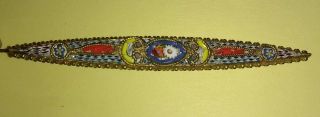 Vintage Italian Micro Mosaic Flower Bar Pin Brooch