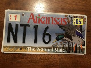 Arkansas 2005 Duck Wildlife License Plate Hunting Mallard Graphics Fishing Nt 16