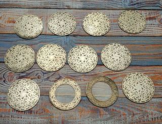 Set Of 12 Webster Sterling Silver And Glass Coasters