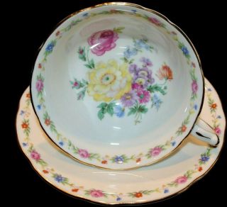 Vintage Aynsley Bone China England Floral Tea Cup Saucer Set Roses Gold