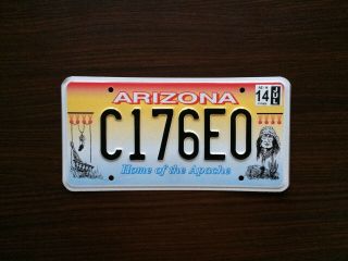 Arizona Usa Apache Tribe Indian License Plate