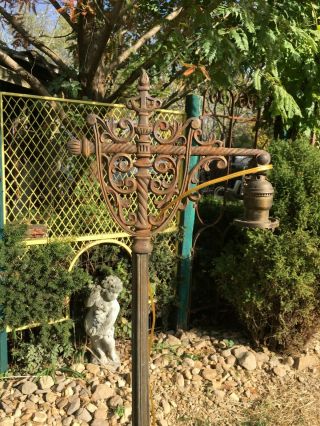 Antique Ornate Cast Iron Floor Lamp Light 62in Tall Cord Switch