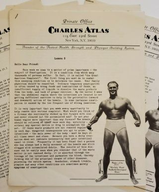 Charles Atlas 5 Lessons Vintage Body Building Instructions 2