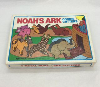 Vintage 1985 Noah’s Ark Cookie Cutters Set Box - Metal 6 Shapes