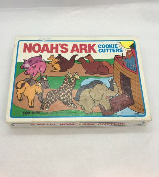 Vintage 1985 Noah’s Ark Cookie Cutters Set Box - METAL 6 Shapes 2